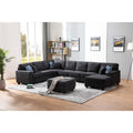 Dark Gray Woven 8Pc Modular Sectional Sofa Chaise and Ottoman F560