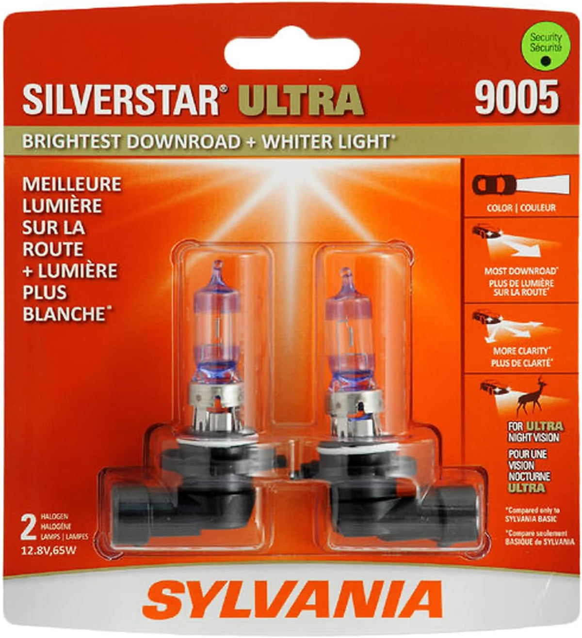 9005 Halogen Headlight Bulb High Beam Low Beam Fog Replacement Bulb Pack of 2 W528