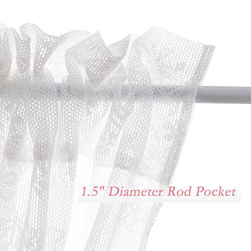 White Semi Sheer Voile Curtains 72 Inches 2 Pieces W187