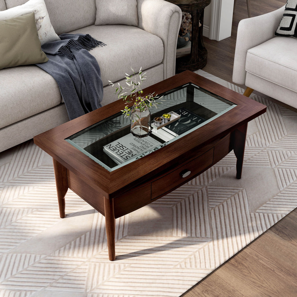 Dark Walnut 1-Drawer Wood Coffee Table H239
