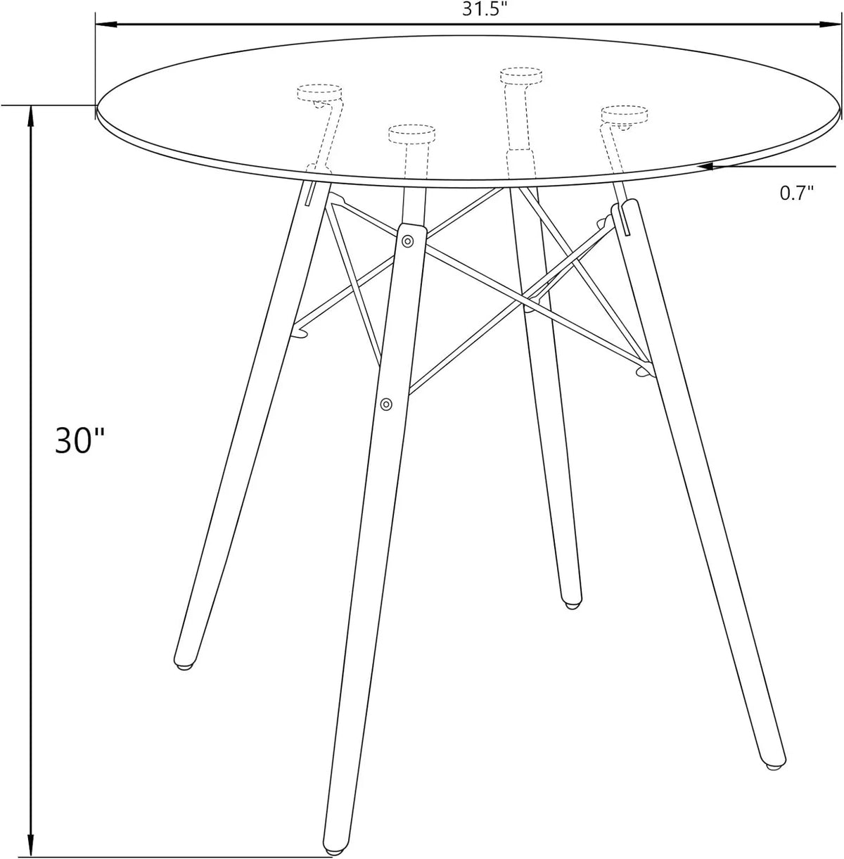 Round Bistro Dining Table with Wood Base T532707