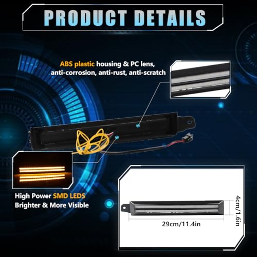 2 PCS White Amber LED Front Side Marker Daytime Running Light V98911