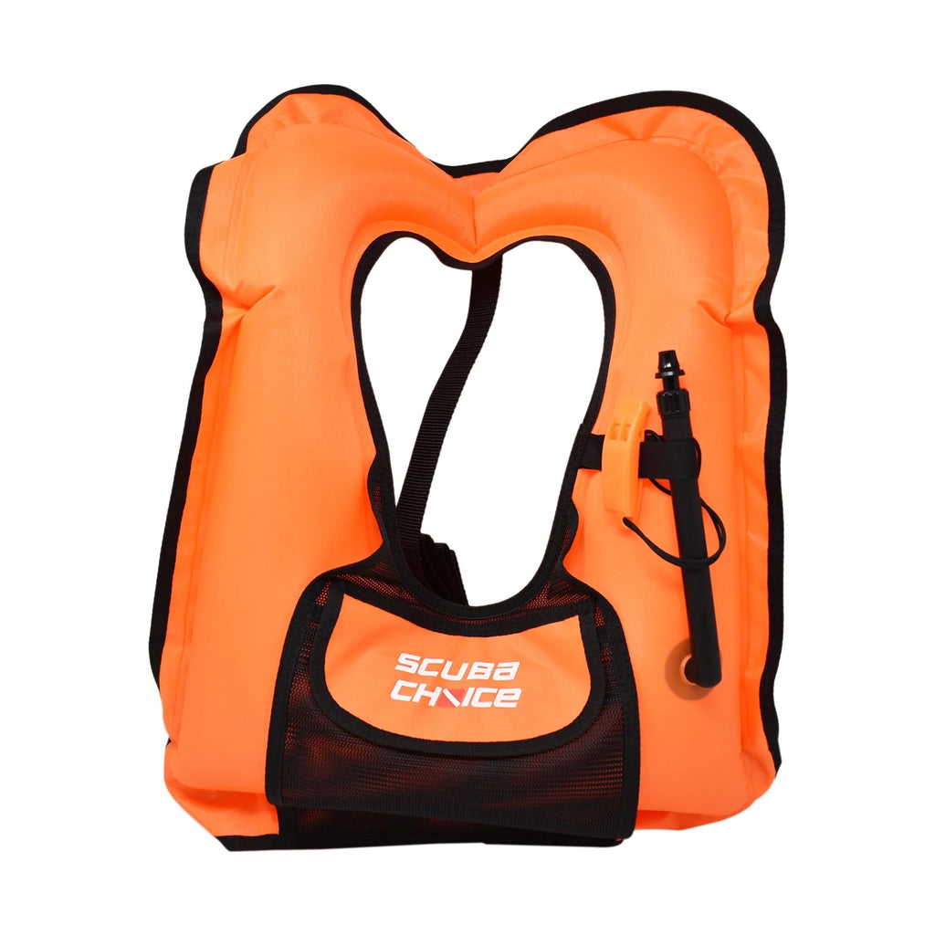 Orange Snorkel Vest With Front Pocket & Whistle R266