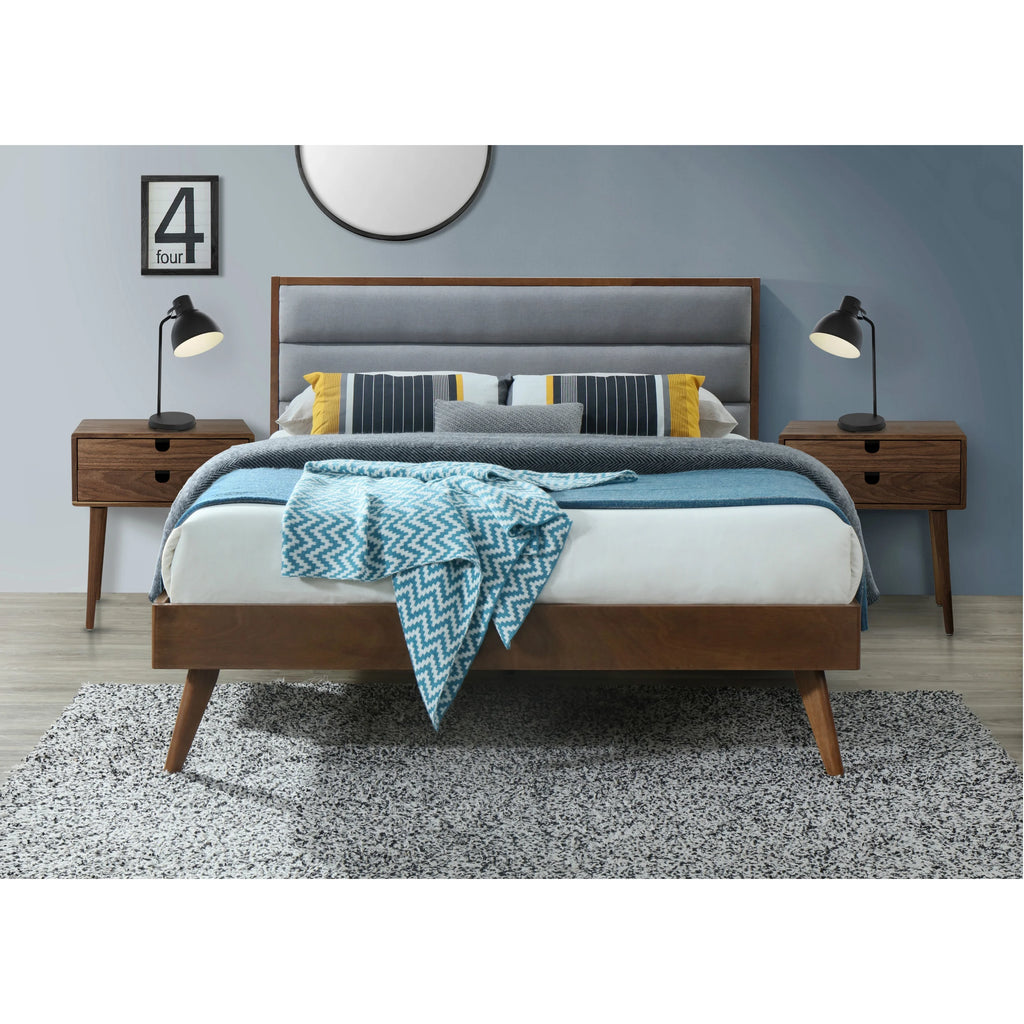 Queen Size Grey Fabric Upholstered Bed Frame B578