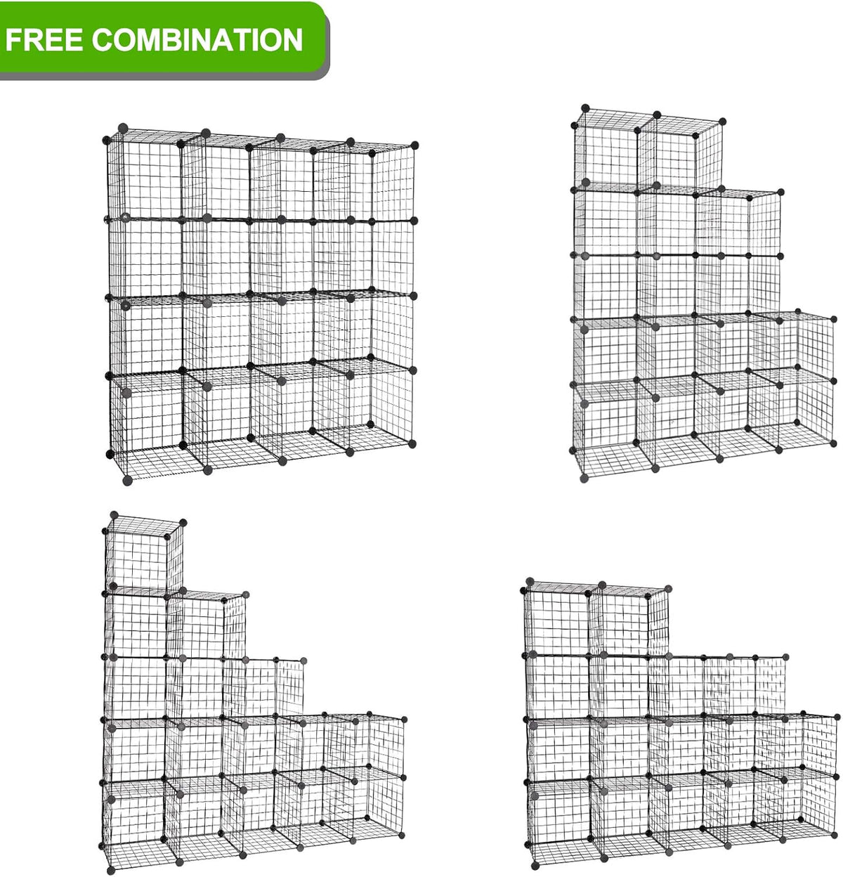 16-Cube Modular Wire Cube Storage Organizer, Black N356659