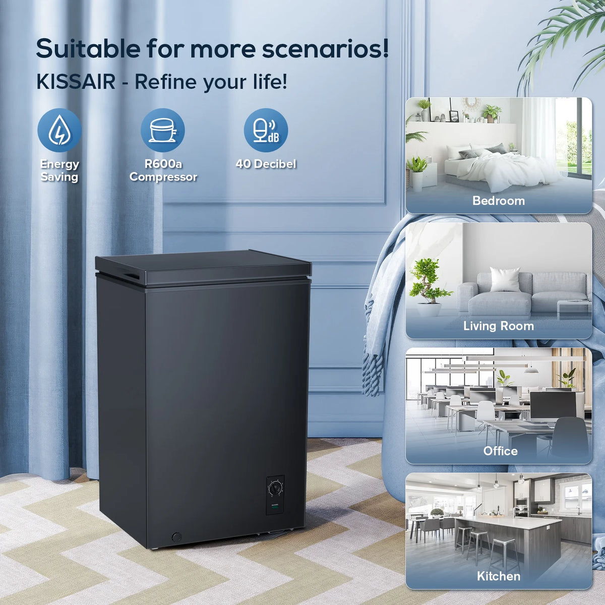 2.7 Cubic Feet Black Chest Freezer B576