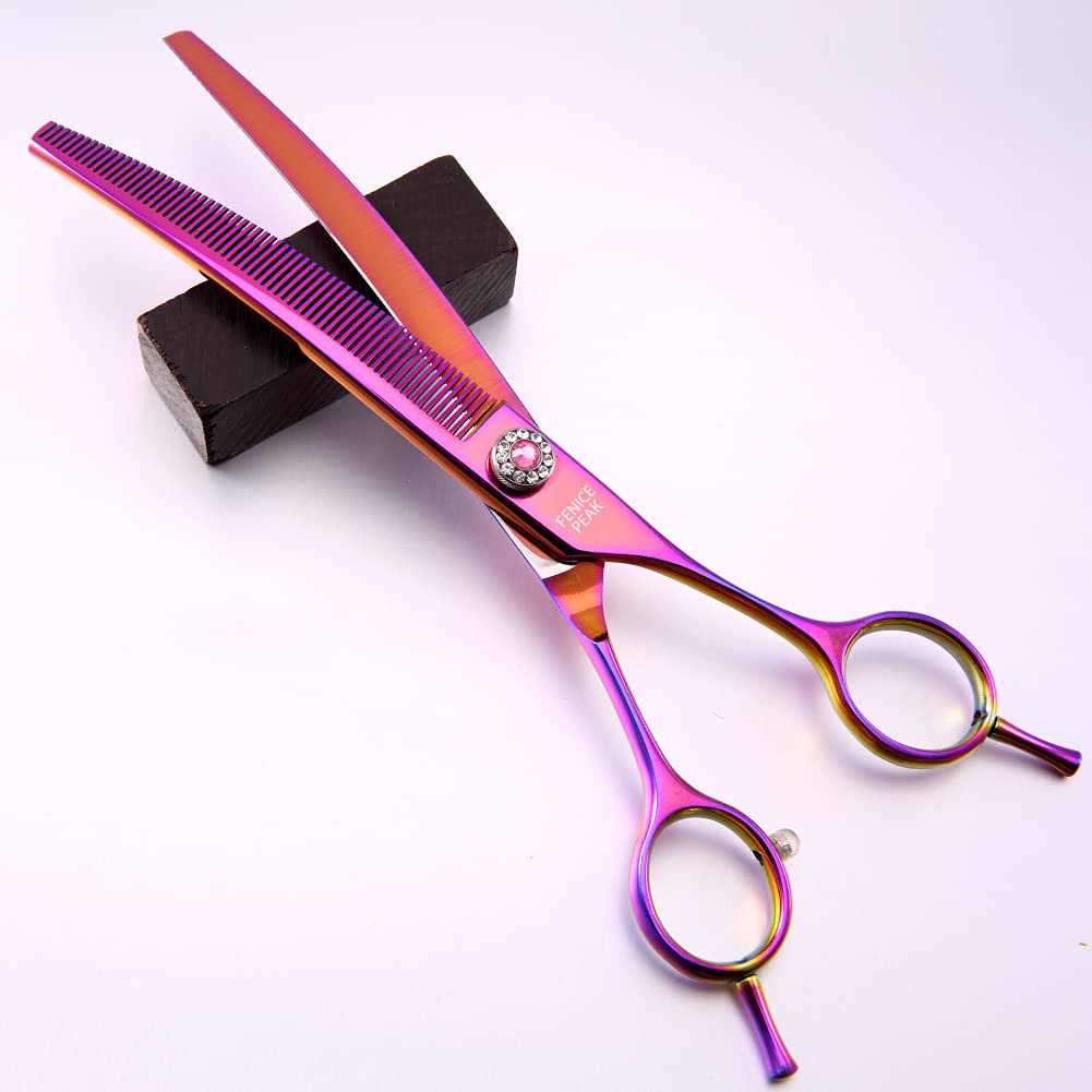 Curved Thinning Dog Grooming Scissors 7.0'' 440C Steel L748625