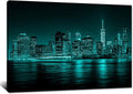 Teal Cityscape Canvas Wall Art 24x36 H3666