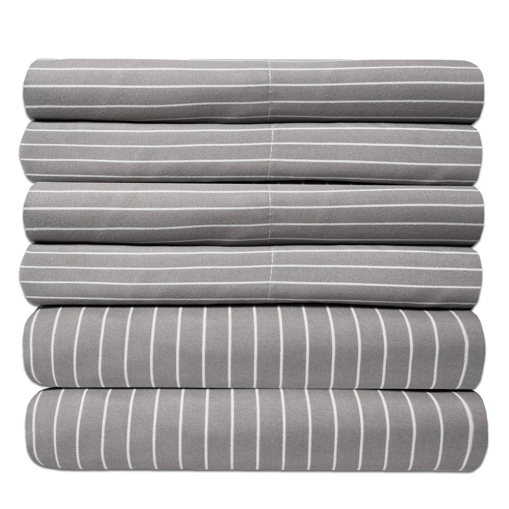 California King White Pinstripe Bed Sheet Set W443