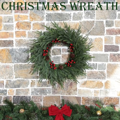 24" Artificial Christmas Wreath with LED Lights L181273