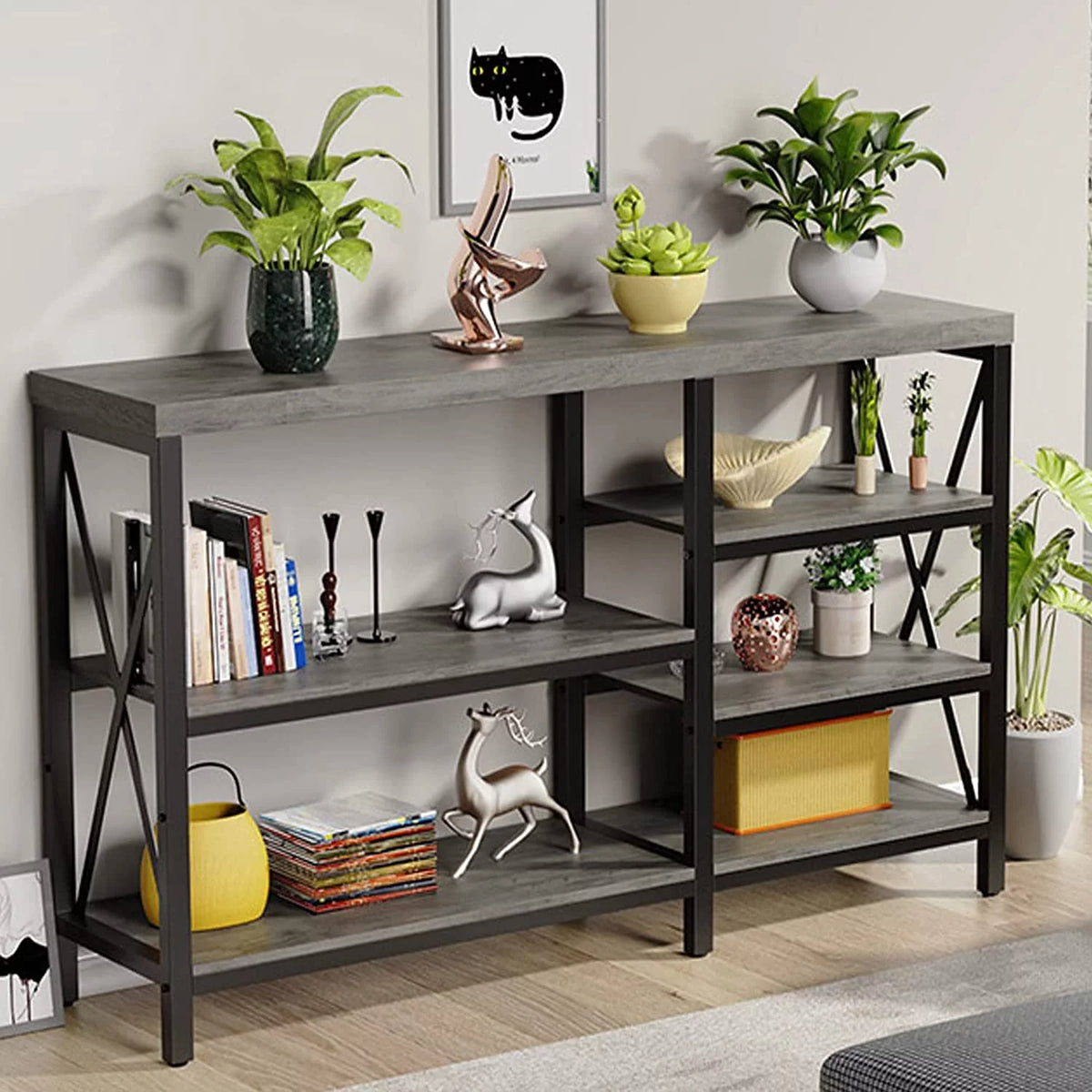 40"L Gray Wash Storage Console Table A630