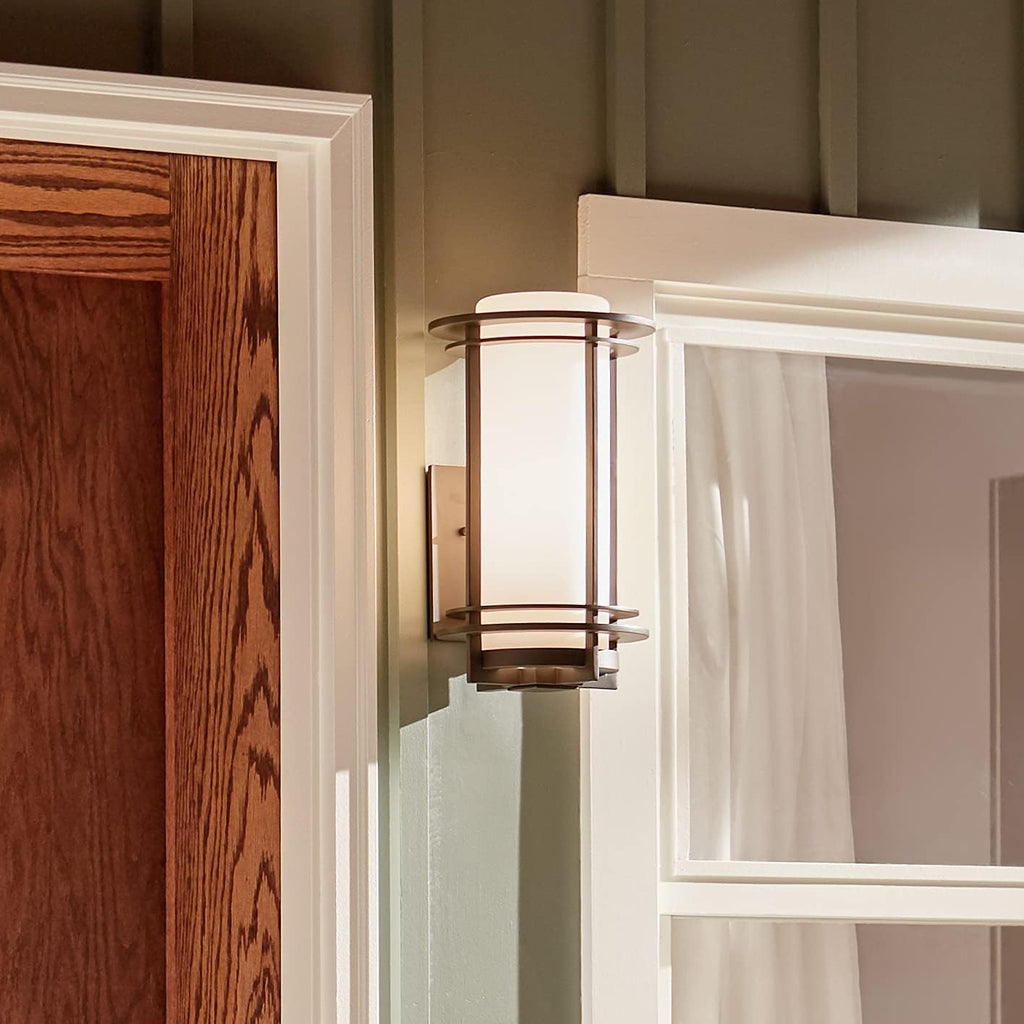 1 Light Outdoor Wall Light with Satin Etched Opal Glass in Architectural Bronze N7473