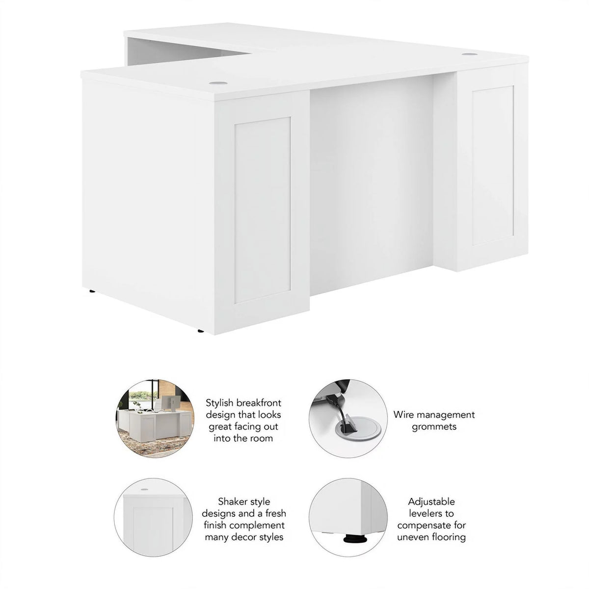 White L-Shaped Executive Desk Z837249