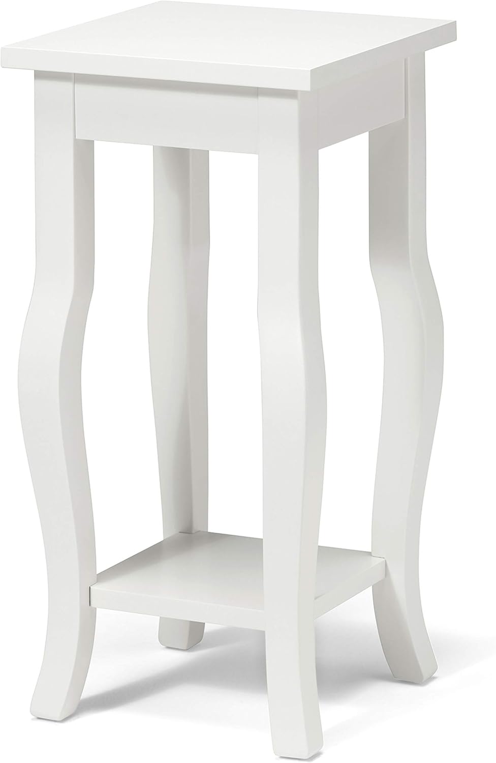 Black Wood Pedestal End Table with Lower Display Shelf, Pack of 2 C963