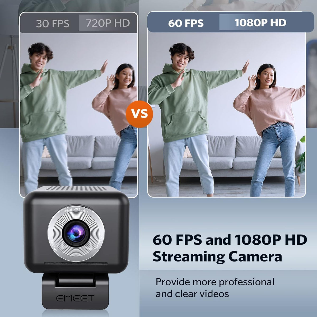 3 in 1 1080P 60FPS Webcam with Microphone and Speaker B58043