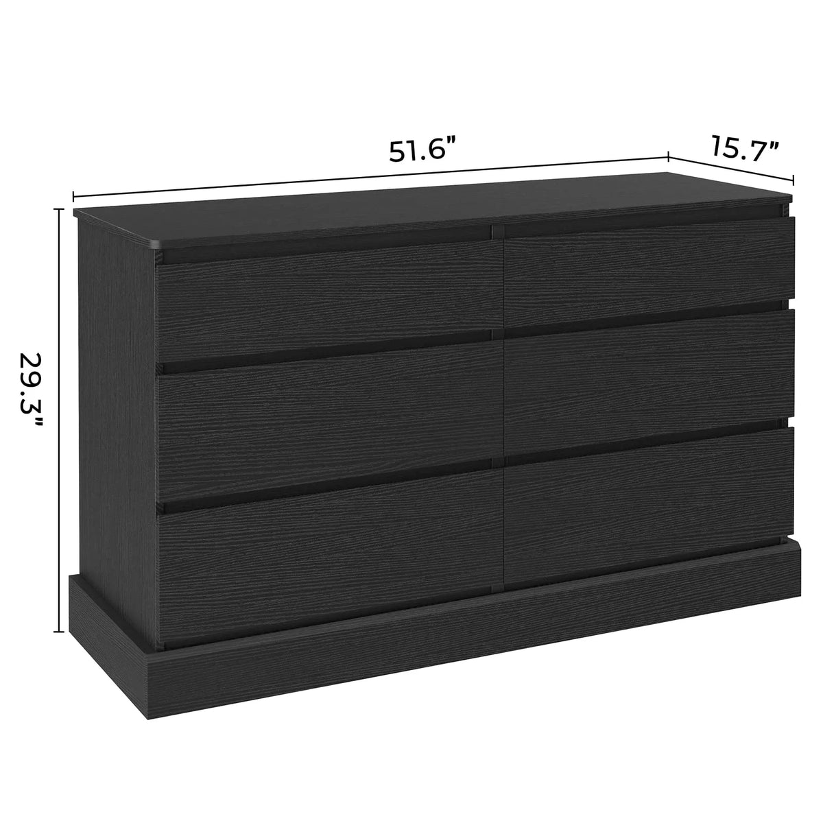 Black 6 Drawer Wooden Dresser G72278
