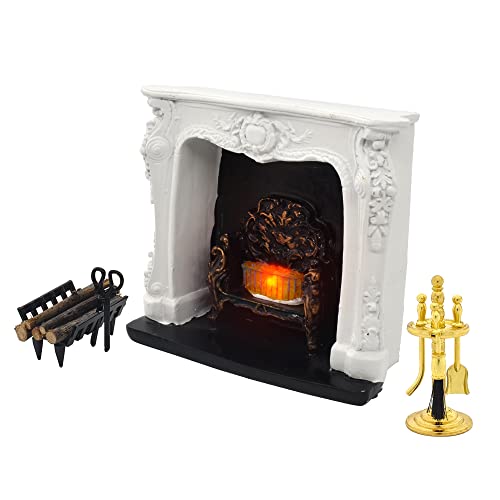 Dollhouse Fireplace and Accessories 1/12 Scale 4pcs G210