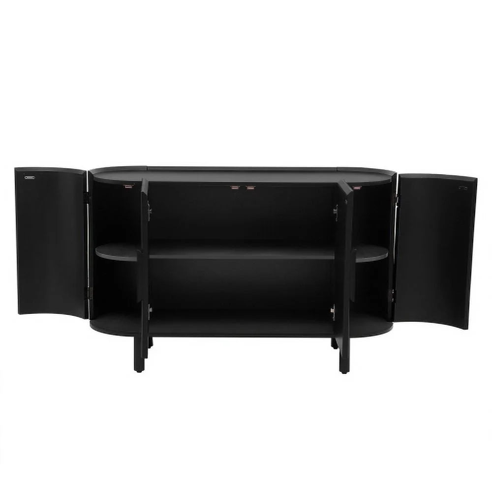 Black Curved Sideboard with Adjustable Shelves U677