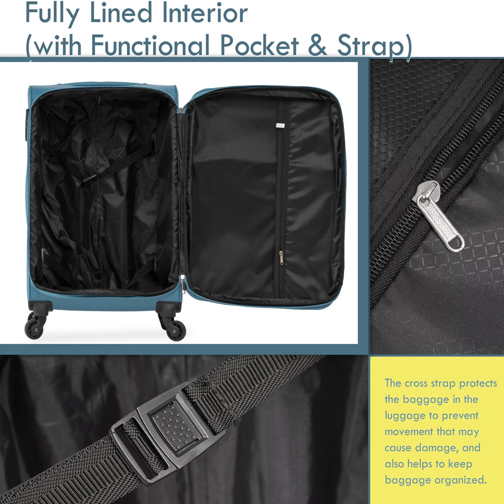 3 PCS Lightweight Expandable Softside Luggage Set with Spinner Wheel and TSA Lock B9922