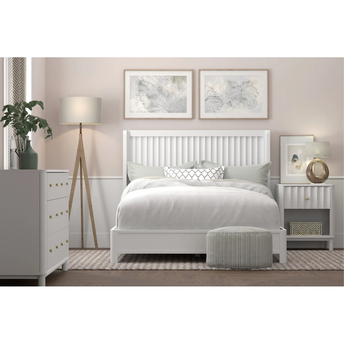 White Full Panel Bed C327940