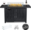 Propane Fire Pit Table, 43 Inch 50,000 BTU Auto-Ignition with Glass Wind Guard and Lava Stone G637