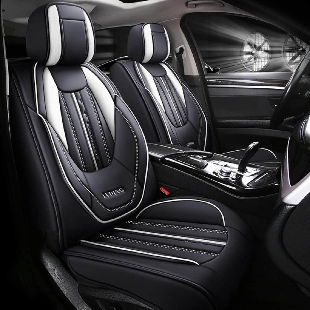 Black-red PU Leather 5 Seats Full Set Car Seat Covers S80508
