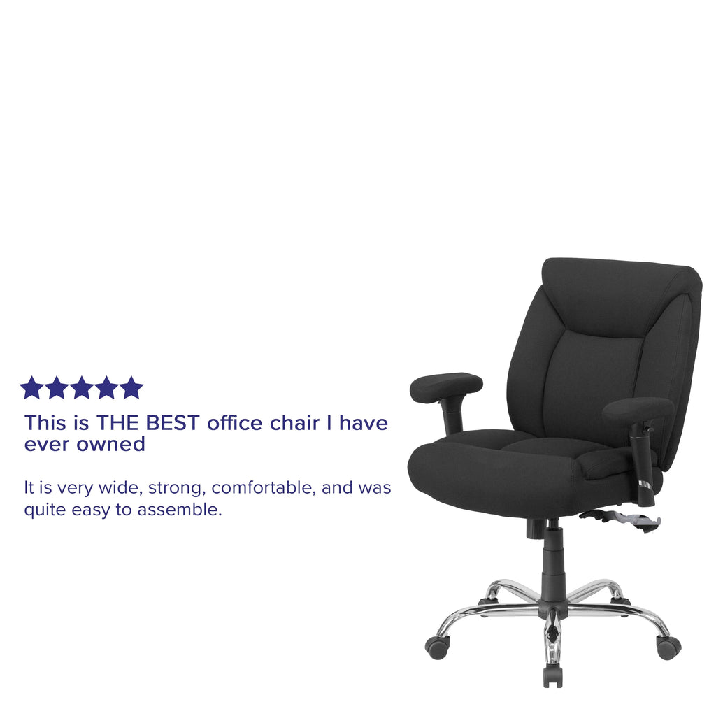 Big & Tall 400 lb. Rated Black Fabric Tufted Swivel Ergonomic Office Chair P2888