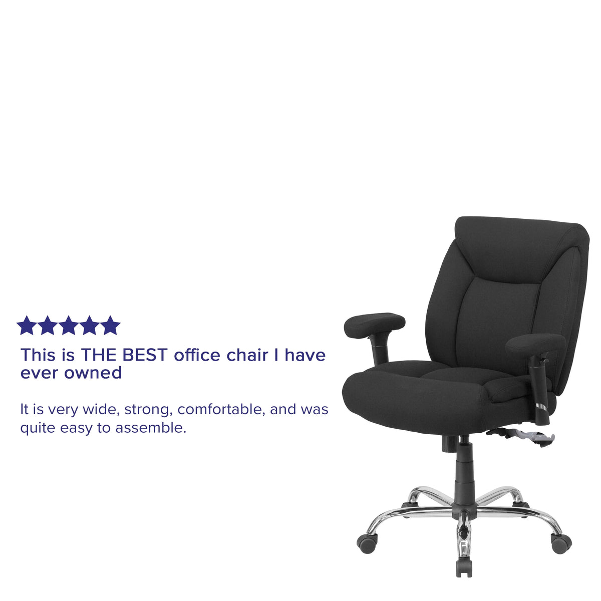 Big & Tall 400 lb. Rated Black Fabric Tufted Swivel Ergonomic Office Chair P2888