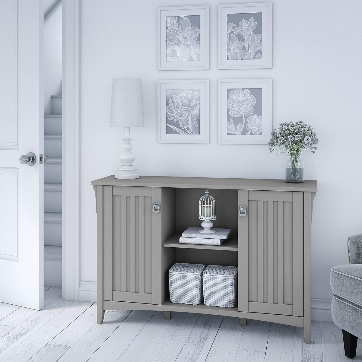 Gray Storage Cabinet with Doors and 6 Cube Organizer Z2702