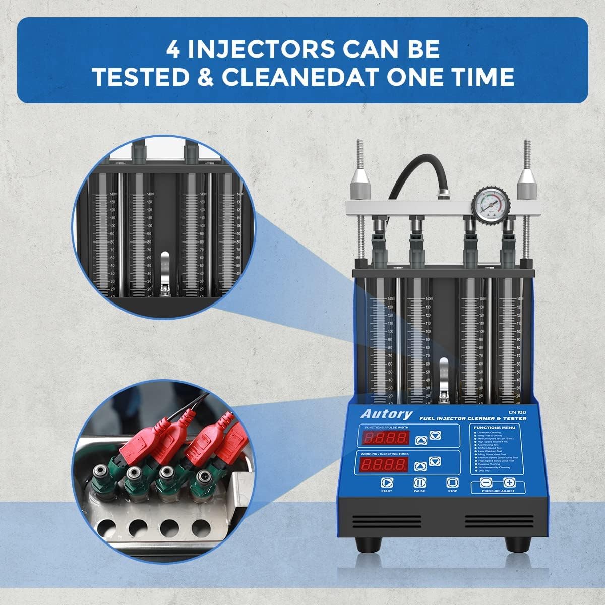 Ultrasonic Fuel Injector Cleaner for 4-Cylinder Vehicles T508