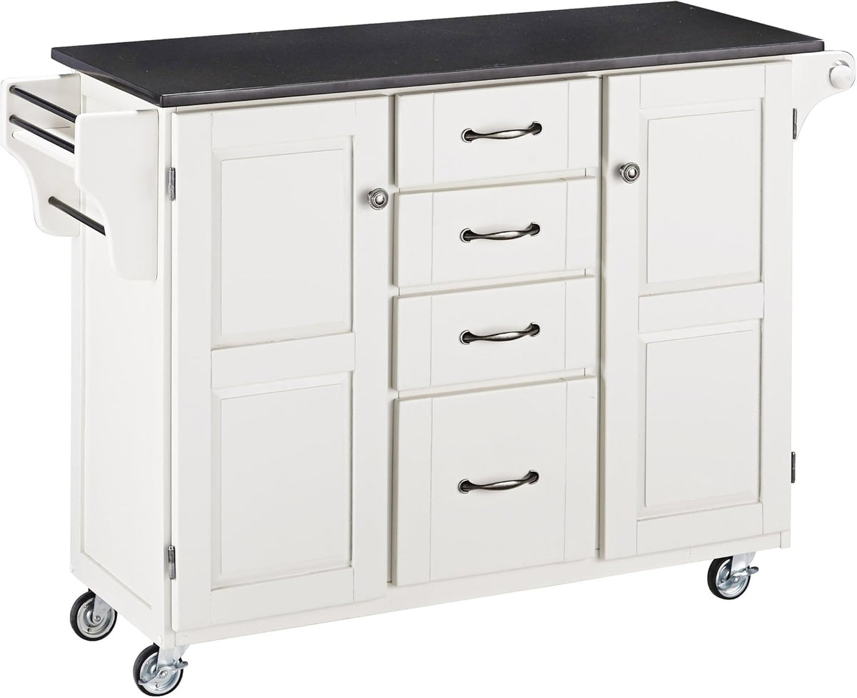 Natural 2 Door Kitchen Cart with Black Top M65427