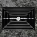 Black Glass Rectangular Sink with Silver Accent Y354843