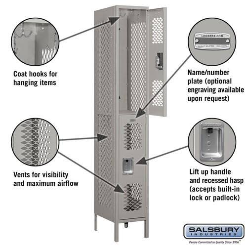 12x22 Wide Double Tier Vented Metal Locker X19395
