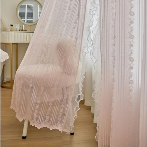 Sheer Pink Ruffle Curtains N85657