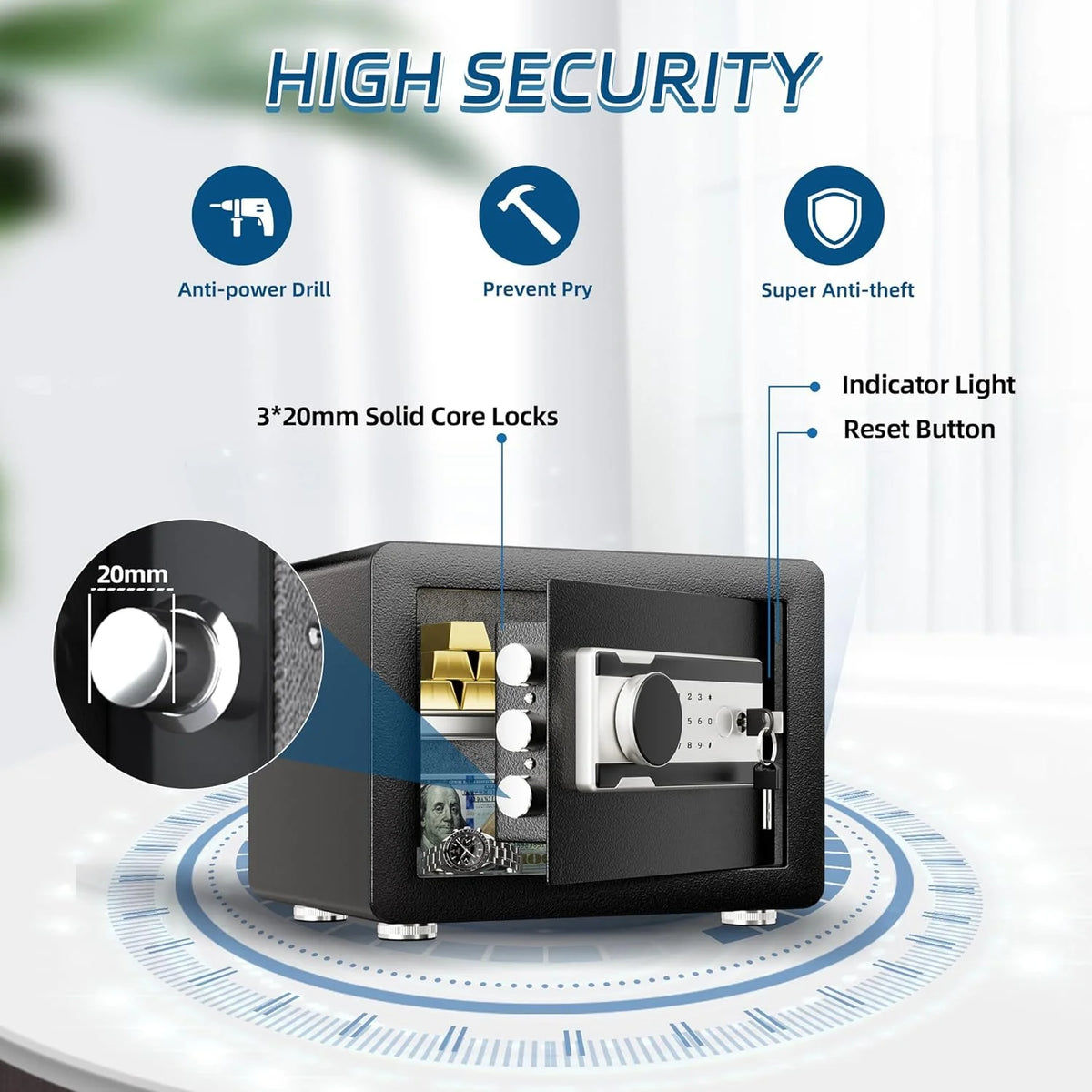 0.8 Cubic Feet Steel Security Safe with Lock Box K146669