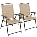 Beige 2 Pieces Textilene Patio Folding Chairs A62573