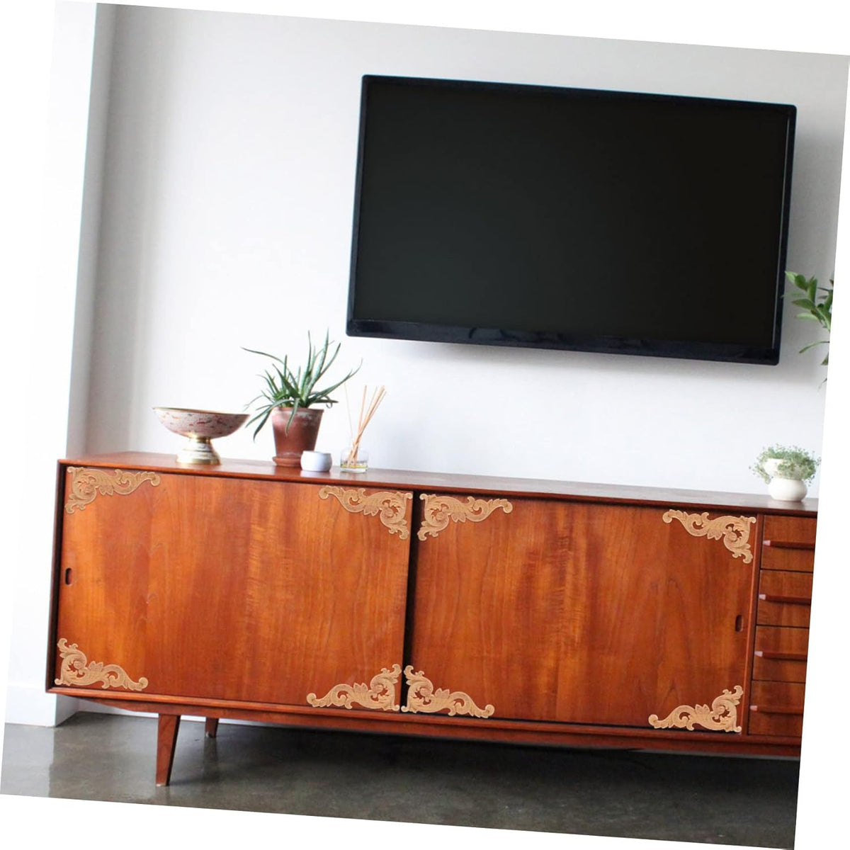 Khaki Rose Wood Carved Furniture Onlays S345
