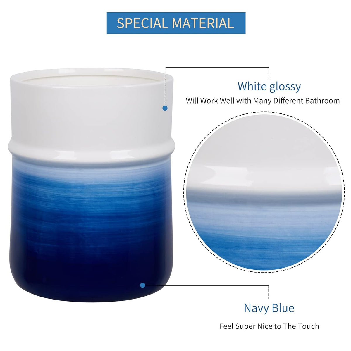 Round Small Navy Blue Trash Can Y891826