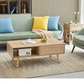 41.34" Rattan Coffee Table with Sliding Door Storage O572