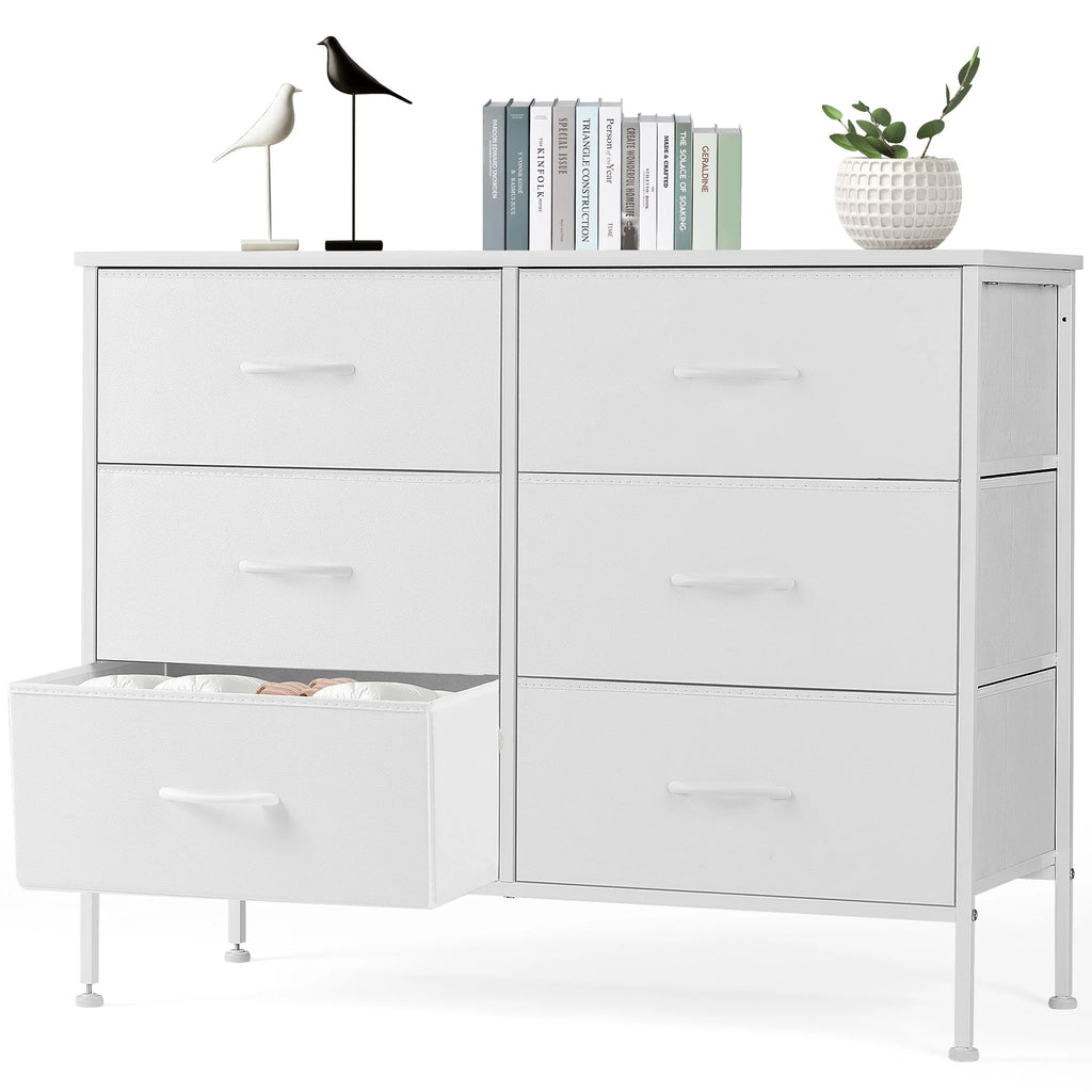 Black 5 Drawer Fabric Dresser with Wood Top N920425