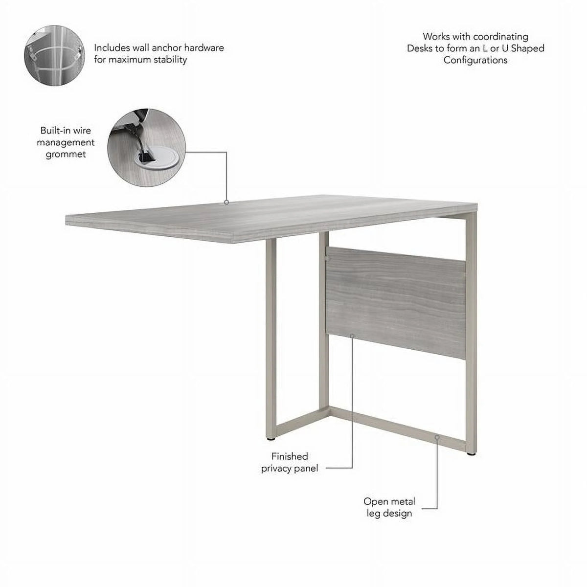 42W x 24D Desk Return/Bridge in Platinum Gray T19198