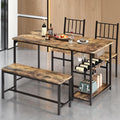 Black 4 Piece Dining Table Set with 2 Chairs and Bench B8376