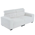 Off-White Teddy Velvet 2-Seat Sofa Bed with Detachable Armrests Z32591
