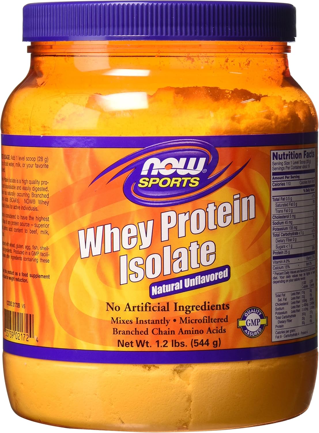 Unflavored Whey Protein Isolate Powder with BCAAs 1.2 lb N5752