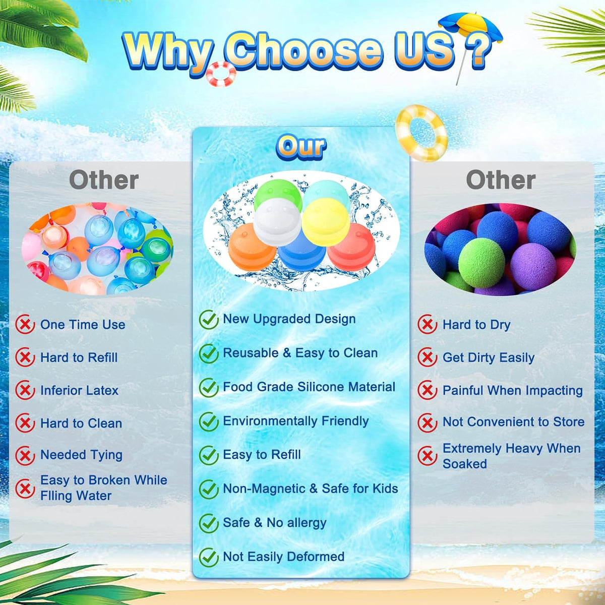 24 PCS Reusable Water Balloons with Mesh Bag H3701