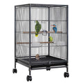 35-inch Wrought Iron Bird Cage with Open Top and Rolling Stand L737