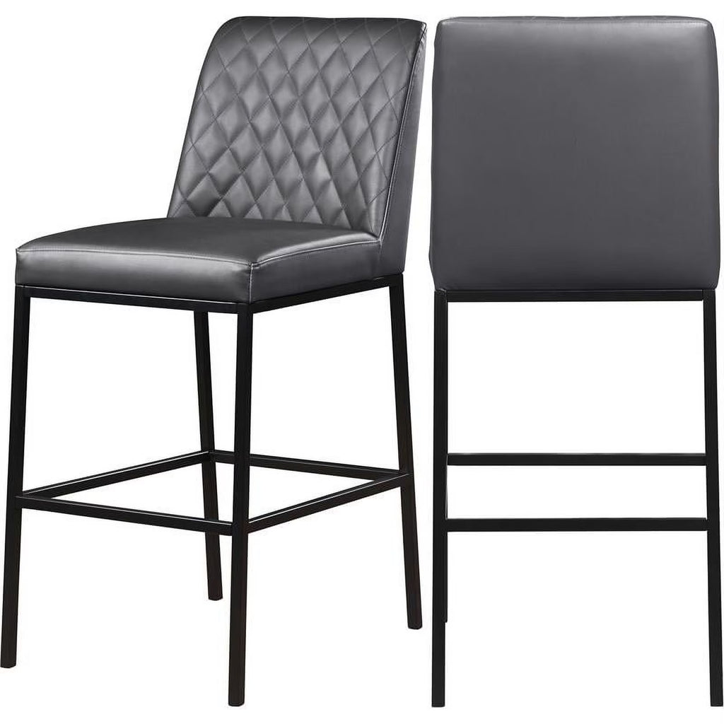Gray Vegan Leather Stool Set of 2 R506942