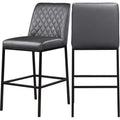Gray Vegan Leather Stool Set of 2 R506942