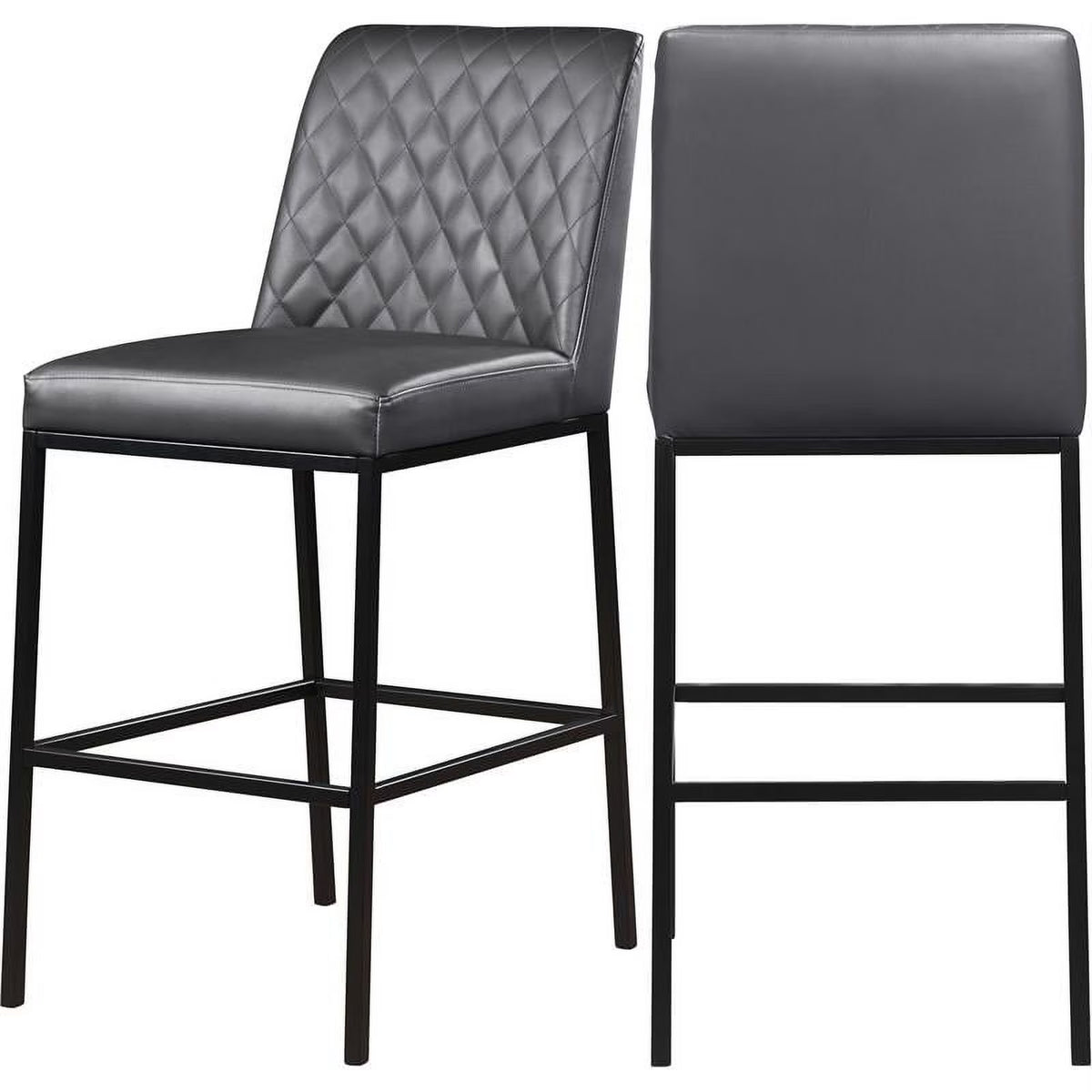 Gray Vegan Leather Stool Set of 2 R506942