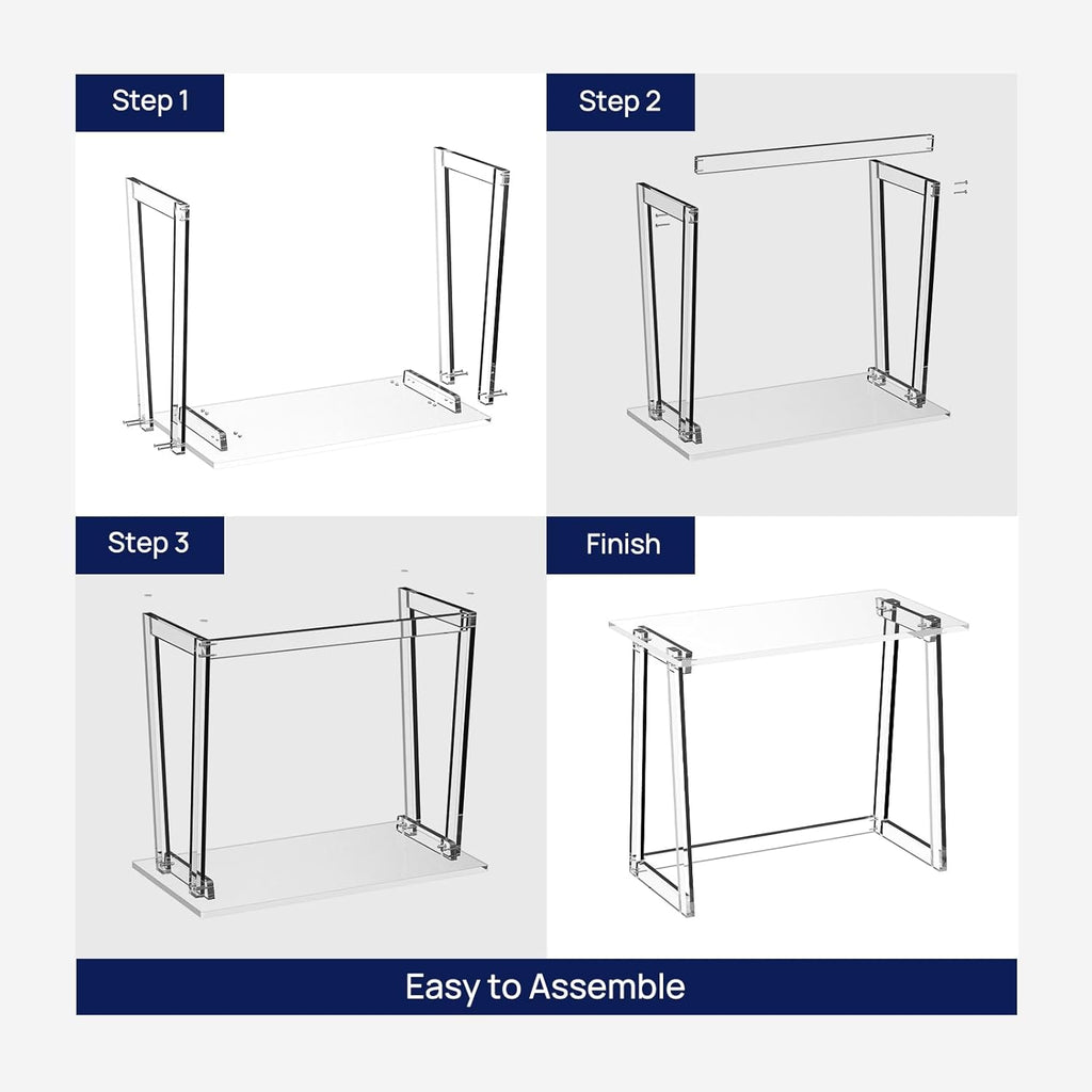 Clear Acrylic Desk 35.4 Inch with Trapezoid-shaped Legs L8781